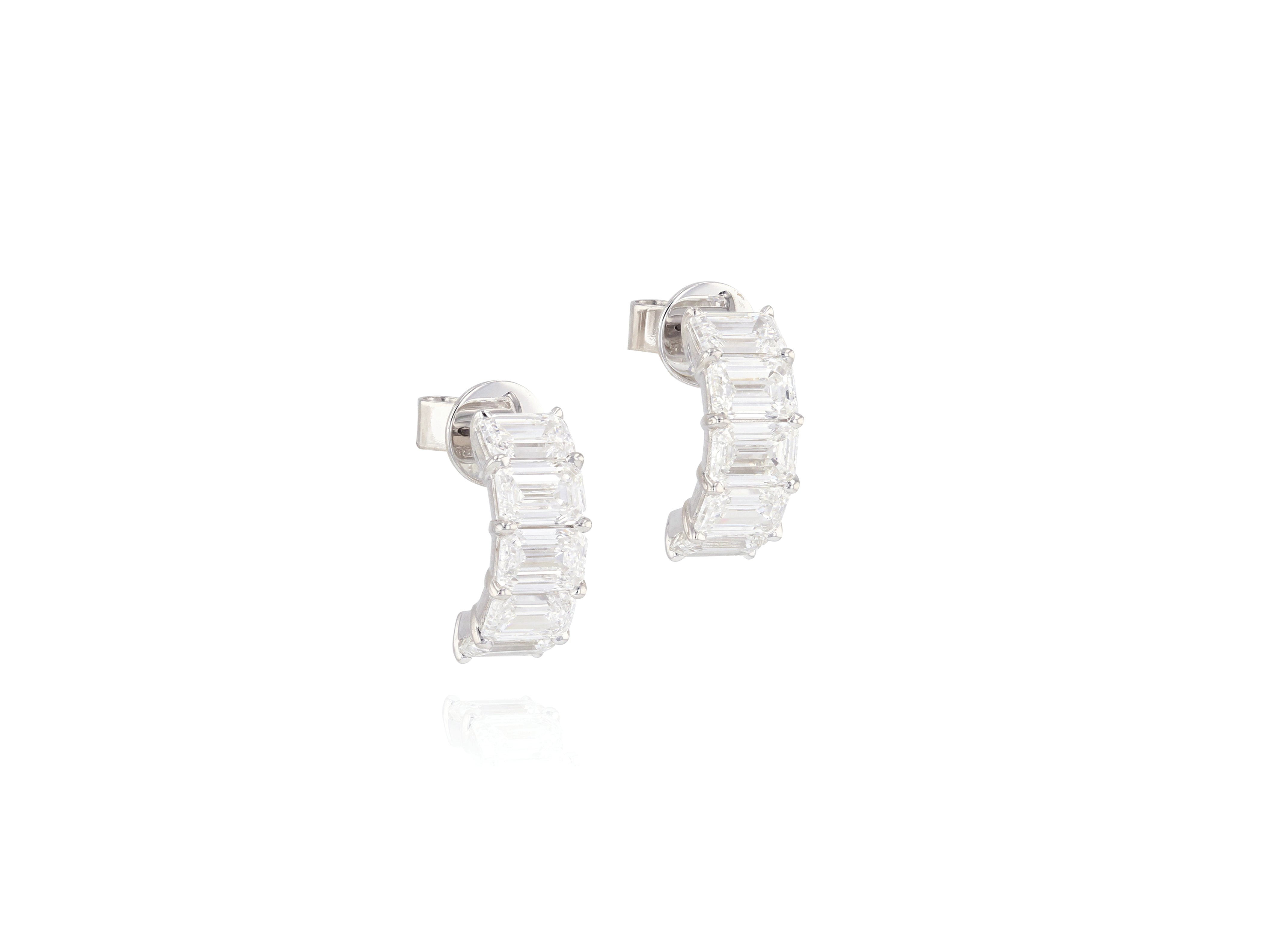 Emerald Cut Mini Hoop Earrings