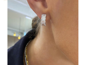 
                
                    Load image into Gallery viewer, 3.00 TCW Emerald Cut Mini Hoop Earrings
                
            