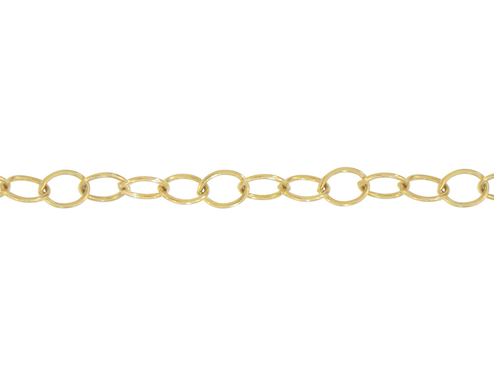 Yellow Gold Oval Link Logo Tag Chain